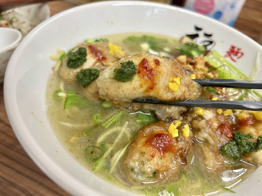 かき塩ラーメンの牡蠣