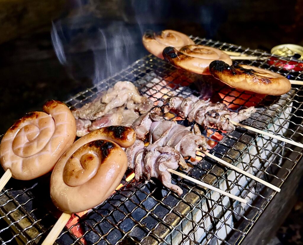 夜のBBQ